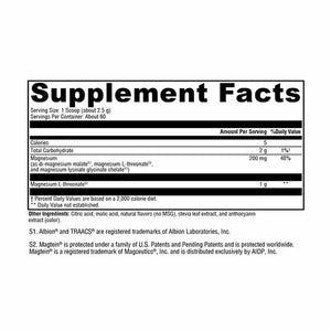 Xymogen Optimag Neuro powder mixed berry facts panel