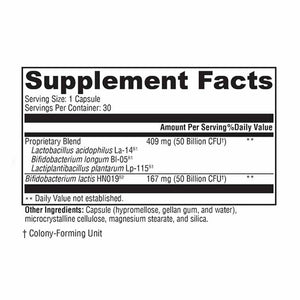 Xymogen ProbioMax Daily 100B dietary supplement facts panel
