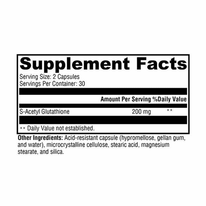 Xymogen S-Acetyl Glutathione - 60 Capsules facts panel
