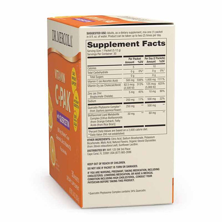 Vitamin C-PAK with Quercetin Orange Flavor 30 Servings - Dr. Mercola - ePothex