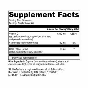 Xymogen Xcellent C - 120 Capsules facts panel
