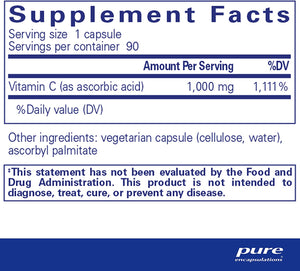 Pure Encapsulations Ascorbic Acid (Vitamin C) - 90 Capsules - ePothex