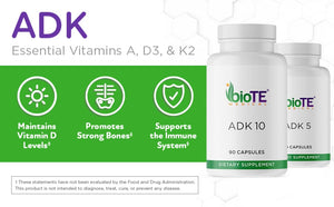 BioTE ADK 10 - 90 Capsules - Vitamin A, Vitamin D, Vitamin K - ePothex