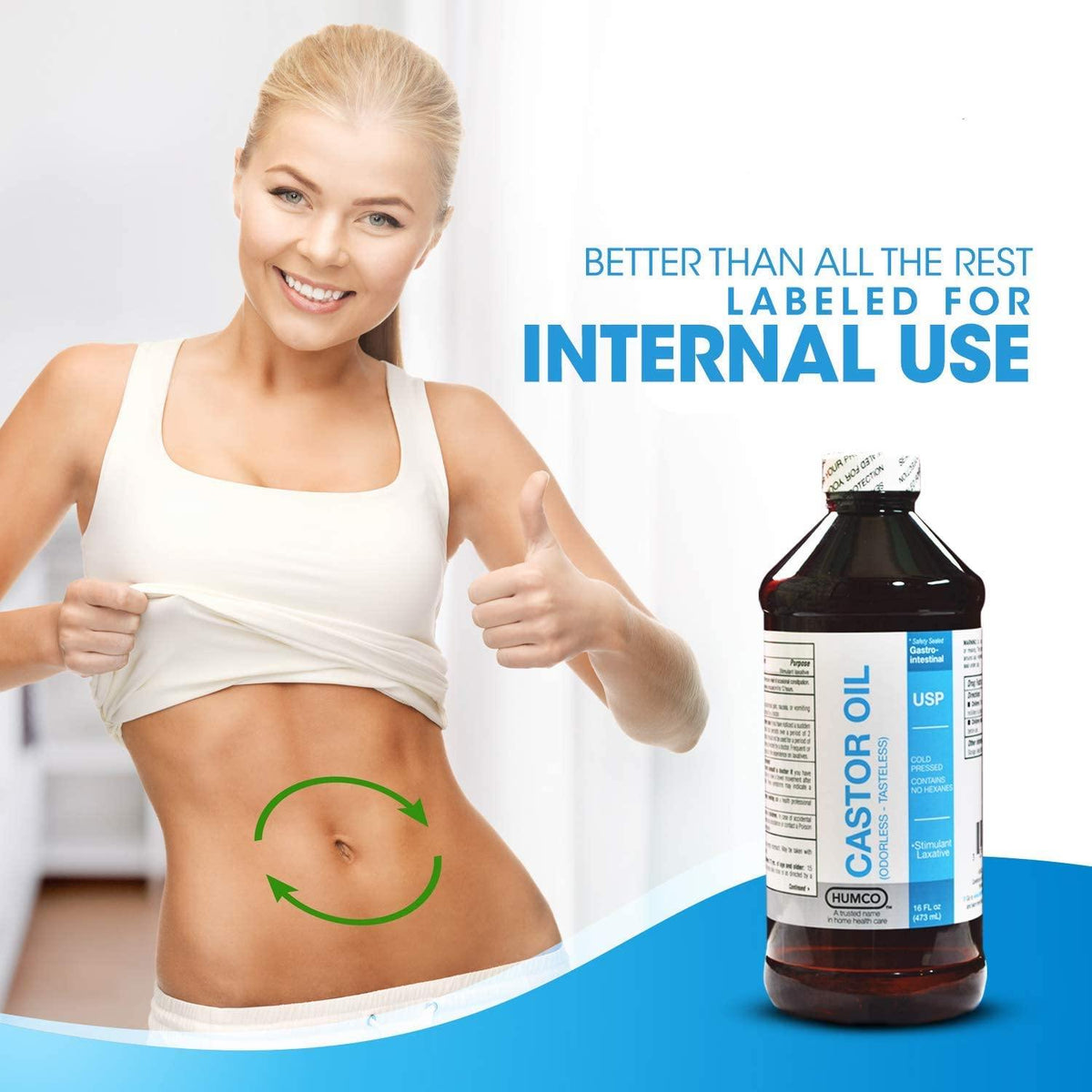 Humco Castor Oil USP Food Grade 16 oz - Promotes Skin & Hair Health - ePothex