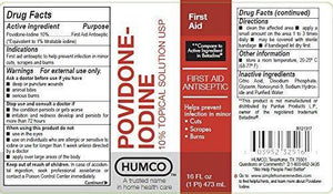 Humco Povidone Iodine 10% Topical Solution - 16 oz - ePothex