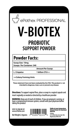 V-Biotex Pure L Crispatus Probiotic Powder 100 Billion+ CFU/gm - ePothex