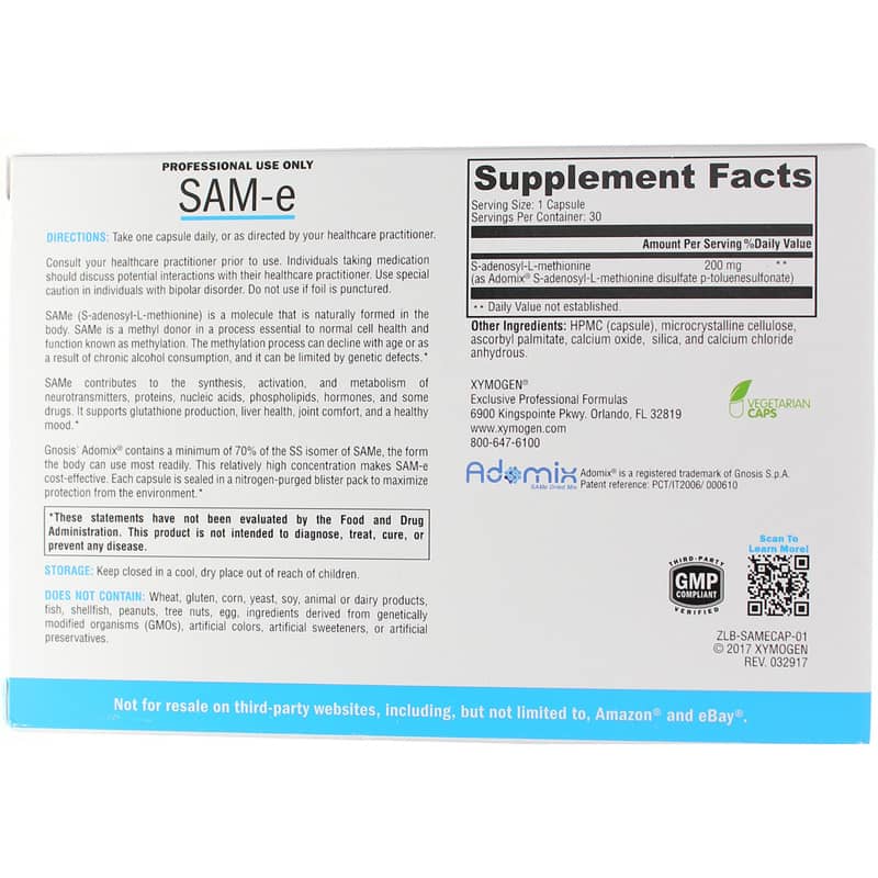 Xymogen SAM-e - 30 Capsules